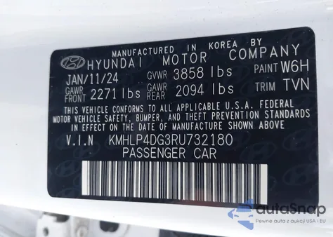 2024 Hyundai Elantra Limited z USA, uszkodzony, nr VIN KMHLP4DG3RU732180